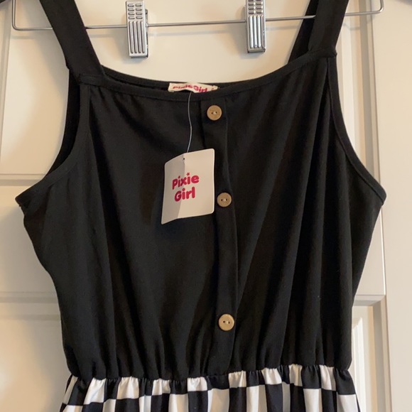 Checkered girls summer dress - Picture 2 of 3